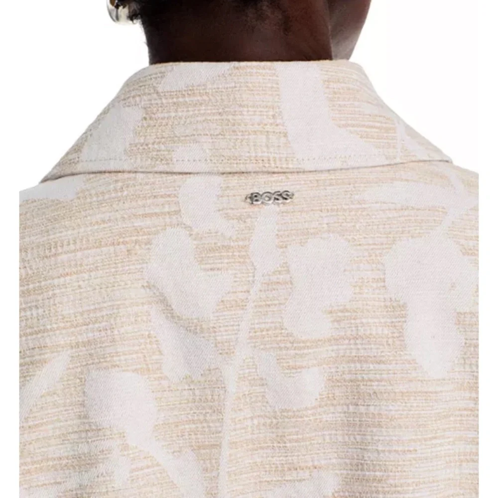 Beige Patterned Cropped Jacket - Picture 3 of 9